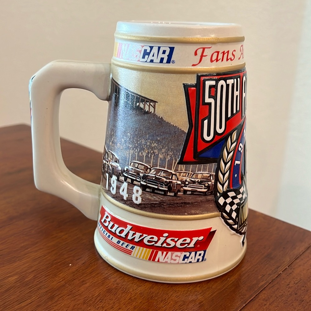 Budweiser Official NASCAR 50th Anniversary Beer Stein 1948-1998 CS371 #14215